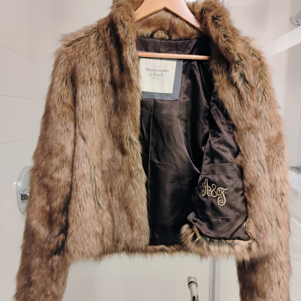 Abercrombie & Fitch Brown Faux Fur Teddy Jacket